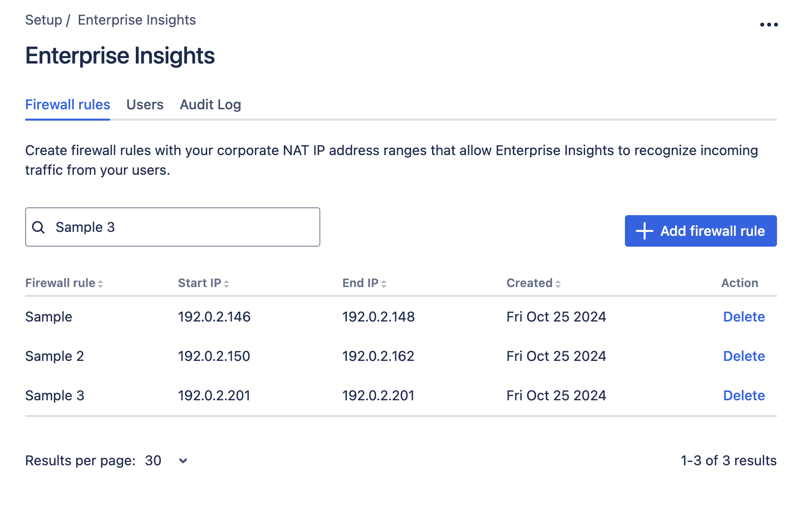 Enterprise insights administration, firewall rules tab.png